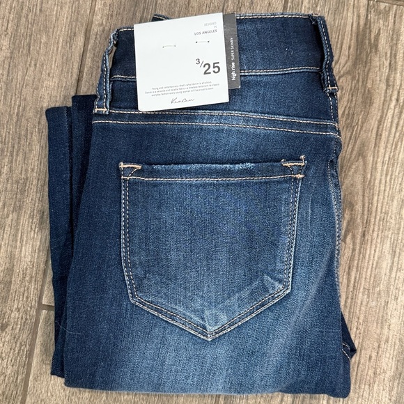 NWT KanCan Anya High Rise Skinny Dark Blue Denim frayed hem Fall Tall Boot Jeans - Picture 3 of 7